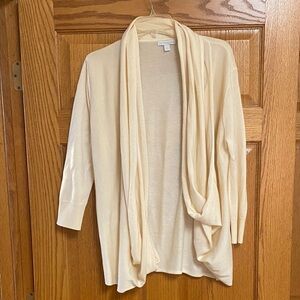 New York & Company Women’s L Soft Cream Drape Cardigan